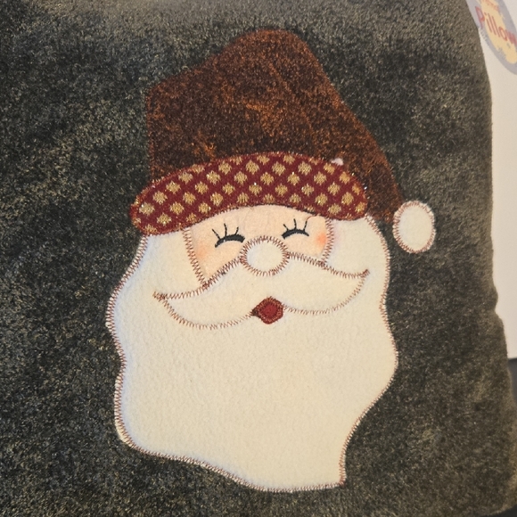 Forest Green Plush Santa Face Decorative Christmas Pillow - Picture 4 of 12